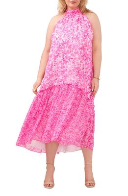 Vince Camuto Mixed Floral Sleeveless Dress in Hot Pink