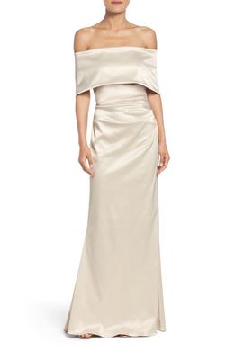 Vince Camuto Off the Shoulder Gown in Champagne