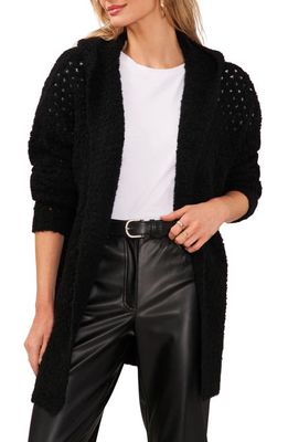 Vince Camuto Open Stitch Hoodie Sweater in Rich Black