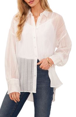 Vince Camuto Oversize Long Sleeve Gauze Button-Up Shirt in Ultra White