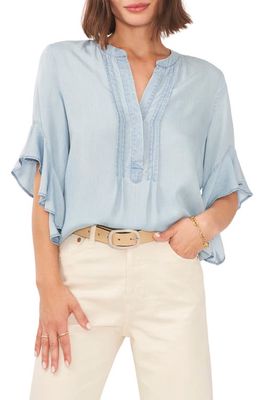 Vince Camuto Pintuck Flutter Sleeve Blouse in Arctic Surf