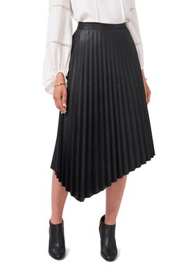 Vince Camuto Pleated Asymmetric Faux Leather Skirt in Black