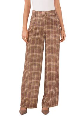 Vince Camuto Pleated Plaid Wide Leg Pants in Birch Multi
