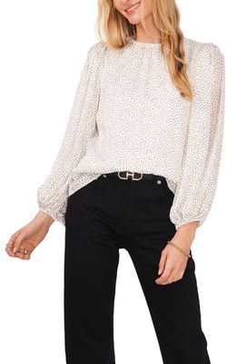 Vince Camuto Polka Dot Pleated Balloon Sleeve Blouse in New Ivory