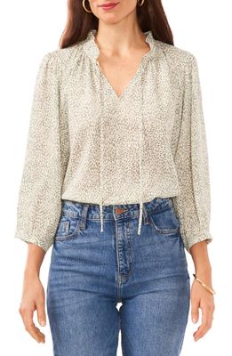 Vince Camuto Print Split Neck Top in New Ivory