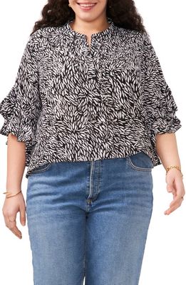 Vince Camuto Print Tunic Blouse in Rich Black