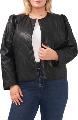 Vince Camuto Puff Shoulder Quilted Faux Leather Jacket in Rich Black