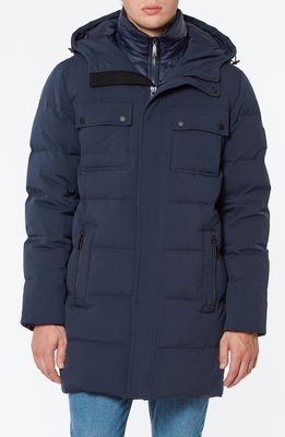 Vince Camuto Quilted Parka with Bib & Removable Hood in Navy
