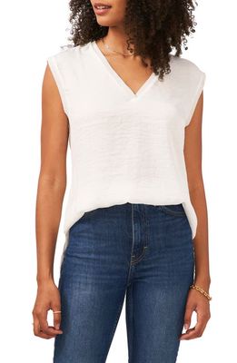 Vince Camuto Rib Trim V-Neck Blouse in New Ivory
