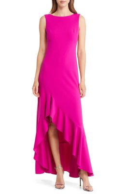 Vince Camuto Ruffe Front Sleeveless Gown in Fuchsia