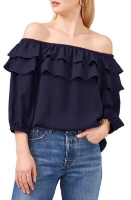 Vince Camuto Ruffle Off the Shoulder Blouse in Coal Wash