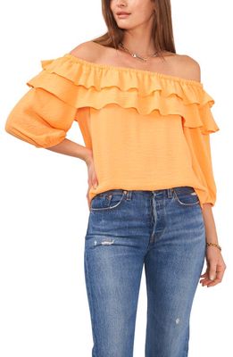 Vince Camuto Ruffle Off the Shoulder Blouse in Creamsicle