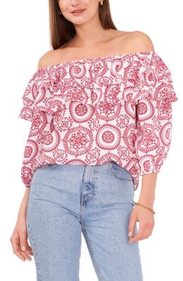 Vince Camuto Ruffle Off the Shoulder Blouse in White Berry