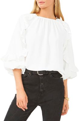 Vince Camuto Ruffle Puff Sleeve Crêpe de Chine Blouse in New Ivory