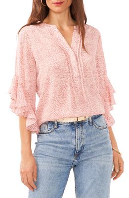 Vince Camuto Ruffle Sleeve Chiffon Top in Pink Orchid