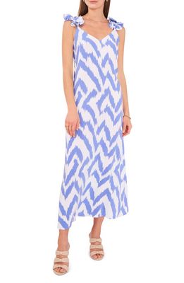 Vince Camuto Ruffle Strap Ikat Dress in Blue