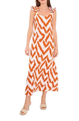 Vince Camuto Ruffle Strap Ikat Dress in Tuscan Yellow