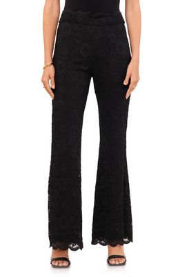 Vince Camuto Scallop Hem Lace Pull-On Flare Pants in Rich Black