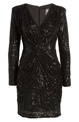 Vince Camuto Sequin Long Sleeve Cocktail Dress in Black