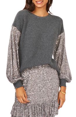 Vince Camuto Sequin Long Sleeve Sweater in Medium Heather Grey