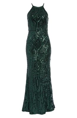 Vince Camuto Sequin Sheath Gown in Hunter