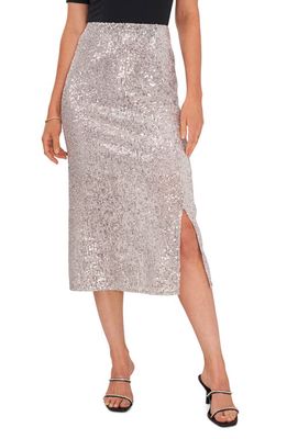 Vince Camuto Sequin Slit Hem Midi Skirt in Silver