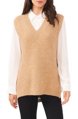 Vince Camuto Shaker Stitch Sweater Vest in Latte Heather