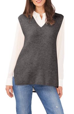 Vince Camuto Shaker Stitch Sweater Vest in Medium Heather Grey