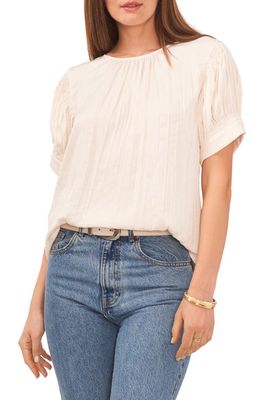 Vince Camuto Shirred Neck Rumpled Satin Blouse in Birch