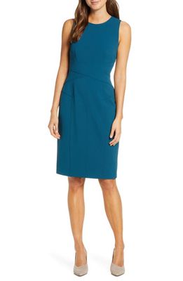 Vince Camuto Sleeveless Crepe Sheath Dress in Teal
