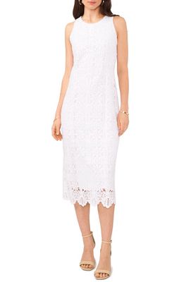 Vince Camuto Sleeveless Lace Sheath Dress in Ultra White