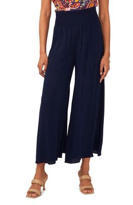 Vince Camuto Smocked Crop Wide Leg Pants in Classic Navy