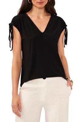 Vince Camuto Smocked Sleeveless Blouse in Rich Black