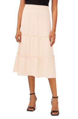 Vince Camuto Smocked Waist Tiered Skirt in Tapioca