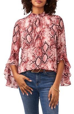 Vince Camuto Snake Print Blouse in Rose Pink