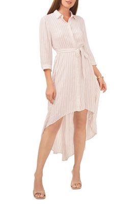 Vince Camuto Stripe High-Low Linen Blend Shirtdress in Natural