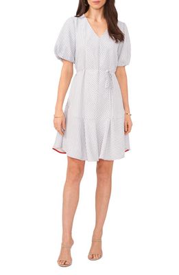 Vince Camuto Stripe Puff Sleeve Minidress in New Ivory