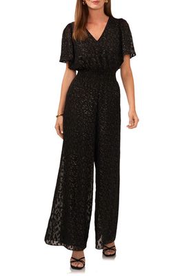 Vince Camuto Style Line Flutter Sleeve Jumpsuit in Rich Black