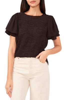 Vince Camuto Texture Tulip Sleeve Blouse in Chocolate Trot