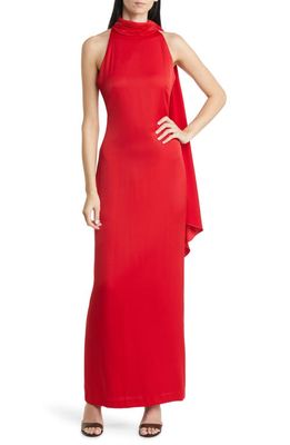 Vince Camuto Tie Neck Halter Gown in Red