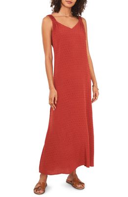 Vince Camuto V-Neck Clip Dot Maxi Dress in Rust 803