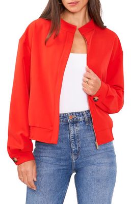 Vince Camuto Water Resistant Oversize Bomber Jacket in Tulip Red