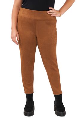 Vince Camuto Wide Waistband Faux Suede Leggings in Vicuna