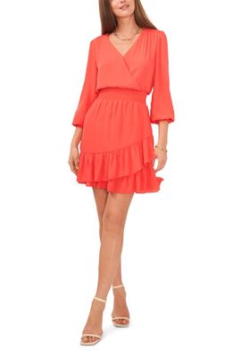 Vince Camuto Wrap Bodice Long Sleeve Dress in Radient Red