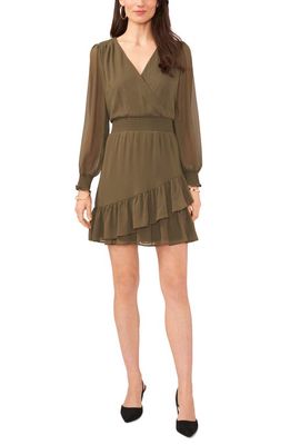 Vince Camuto Wrap Front Long Sleeve Dress in Light Olive