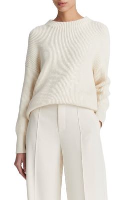 Vince Cotton & Cashmere Rib Funnel Neck Sweater in Ivory
