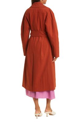 Vince Cotton Blend Belted Coat in Rust Amber