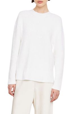 Vince Cotton Blend Rib Pullover in Optic White