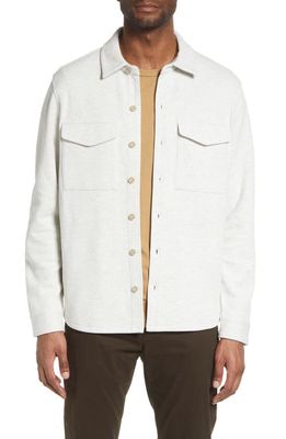 Vince Cotton Blend Shirt Jacket in White/Light Grey