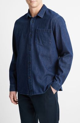 Vince Cotton Denim Button-Up Shirt in Midnight